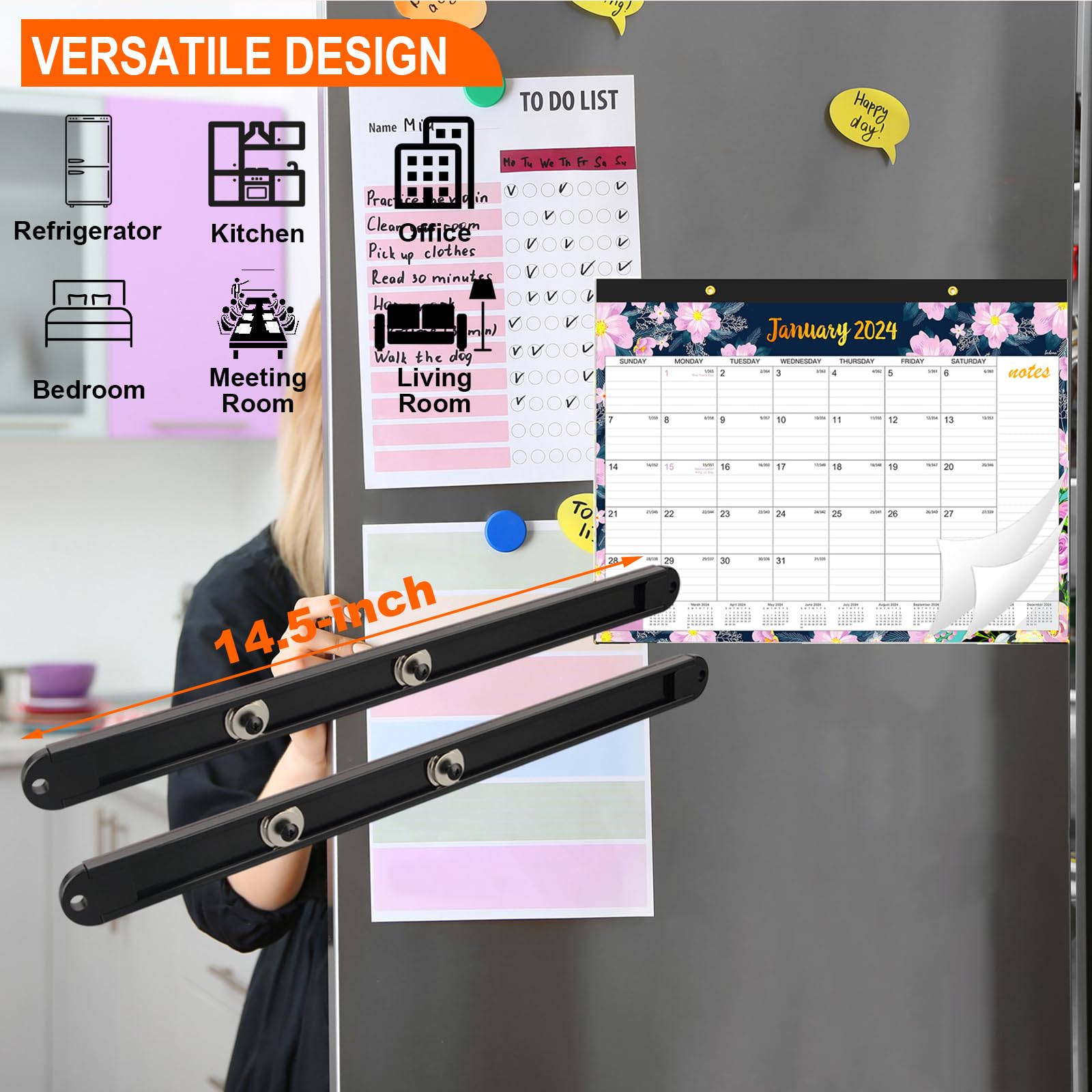 Amazon.co.jp: SKNOOY 冷蔵庫用マグネットカレンダーホルダー 2個